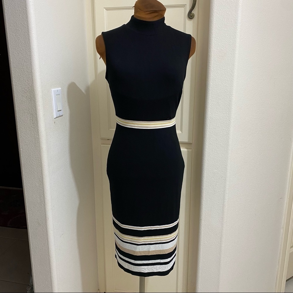 White House Black Market
Women's Mock Neck Striped
Sheath Dress Size O EUC - Picture 1 of 7